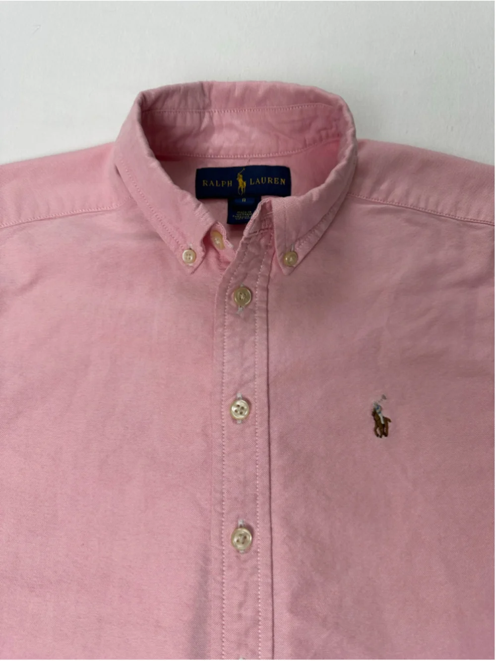 Ralph Lauren Boys Size 8 Pink Oxford Shirt Multicolor Pony Long Sleeve Preppy